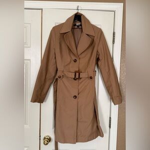 DKNY Camel Belted Trench Coat Classic Long Jacket Womens M